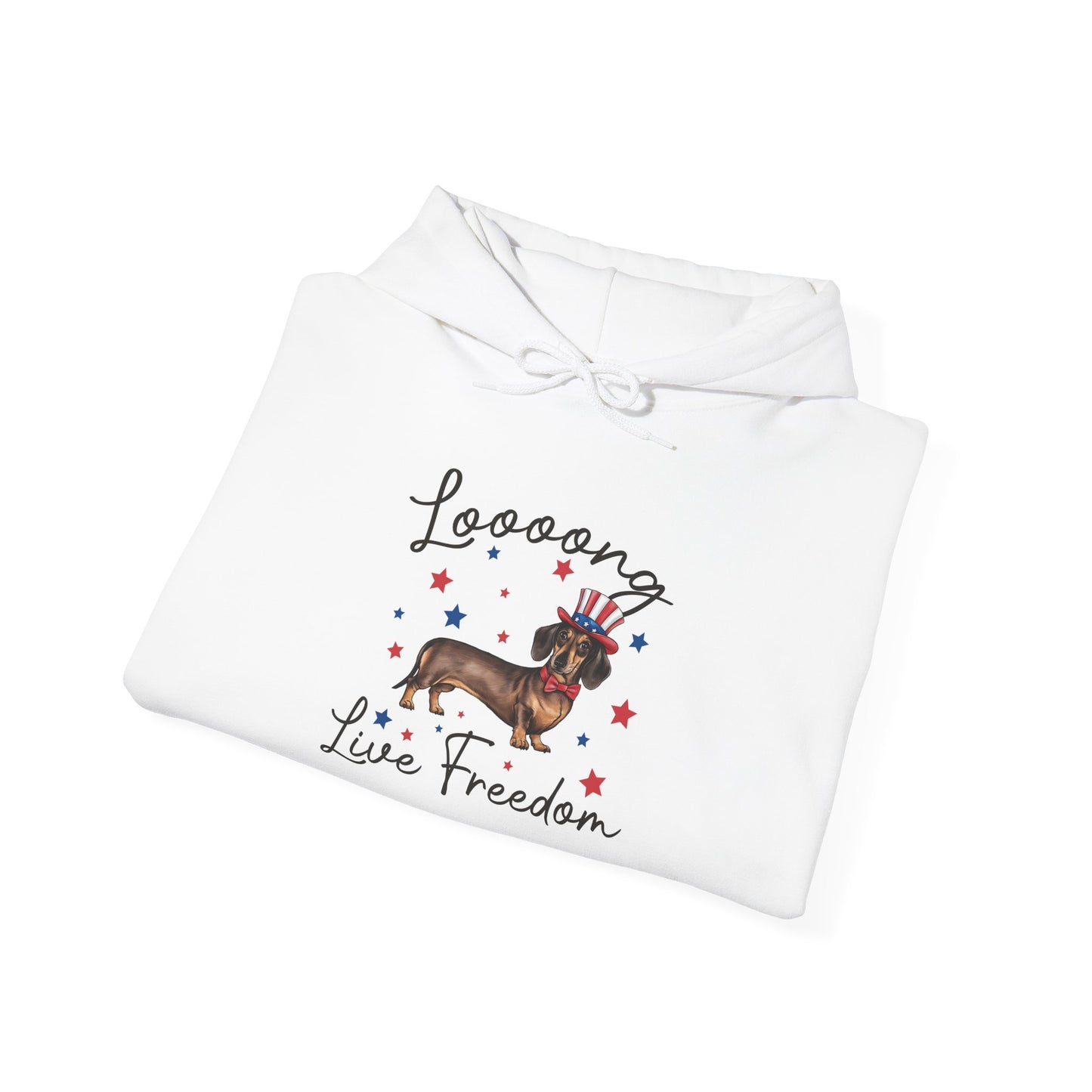 Patriotic Dachshund Loooong Live Freedom Unisex Hoodie