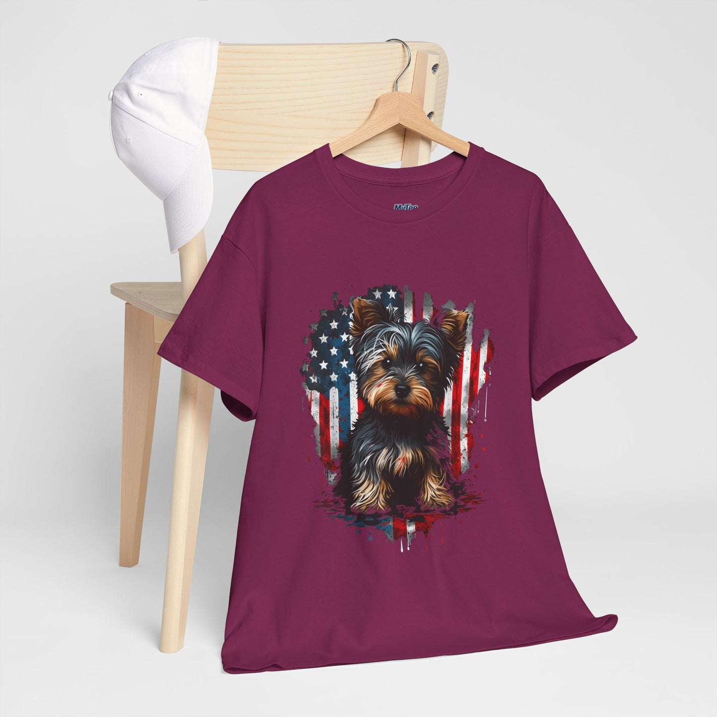 Patriotic American Yorkshire Terrier With sunglasses Unisex T-Shirt