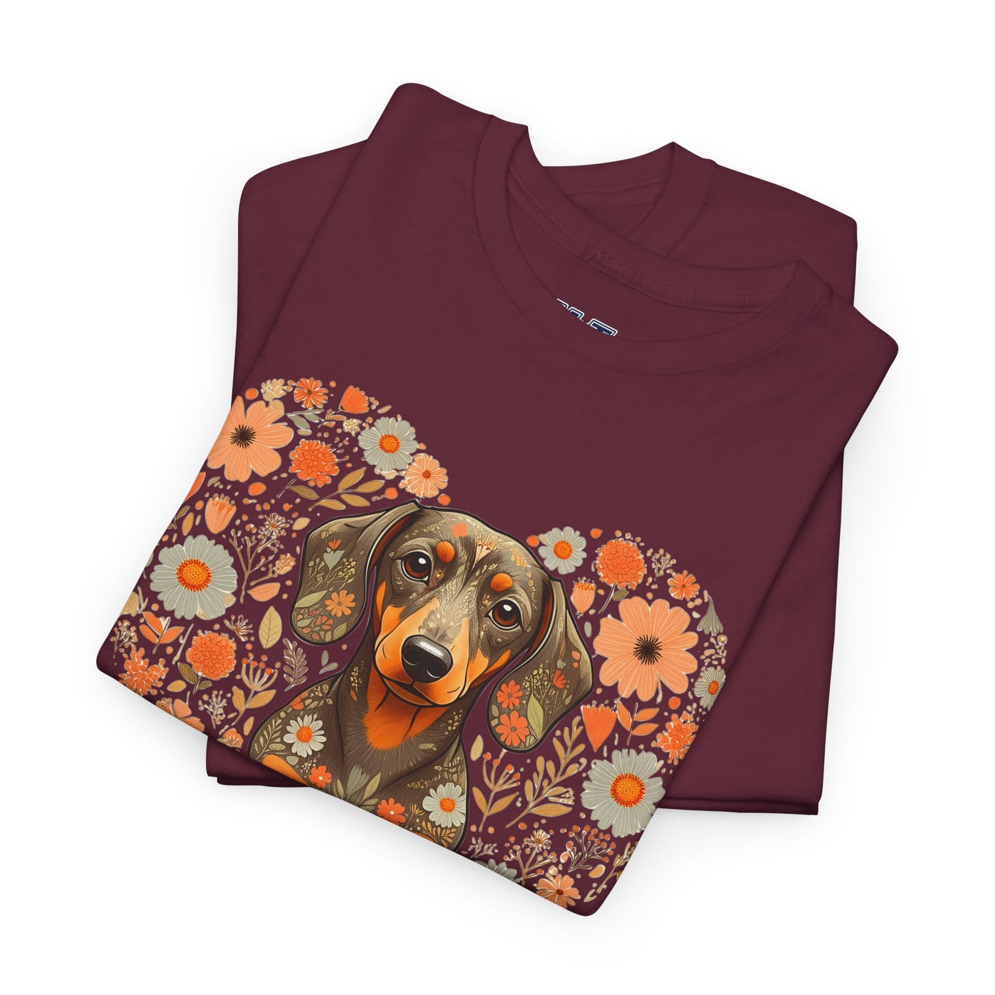 Dachshund Love Unisex T-Shirt – Adorable Floral Heart Dog Tee