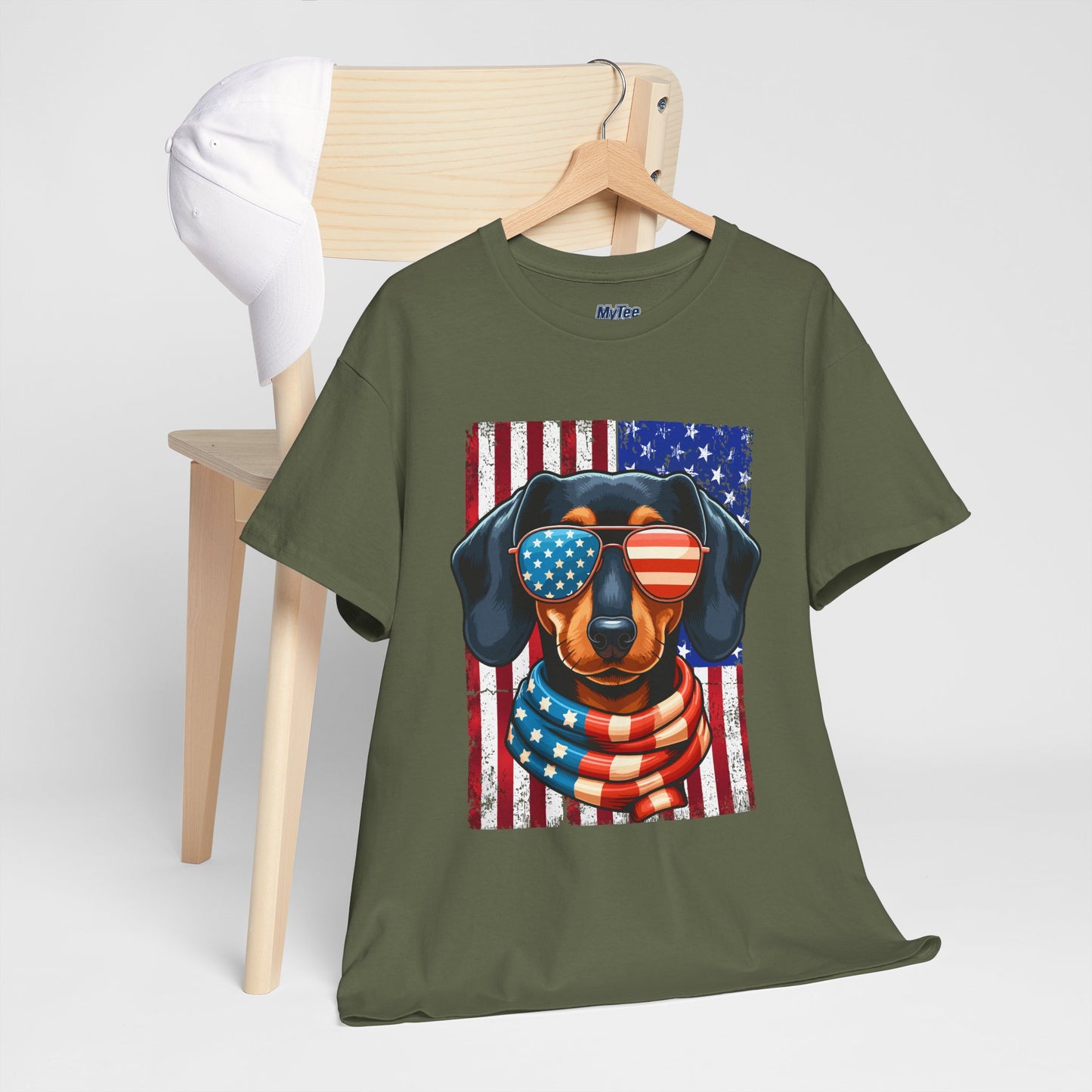 Patriotic Dachshund Dog Flag Shades Unisex T-Shirt