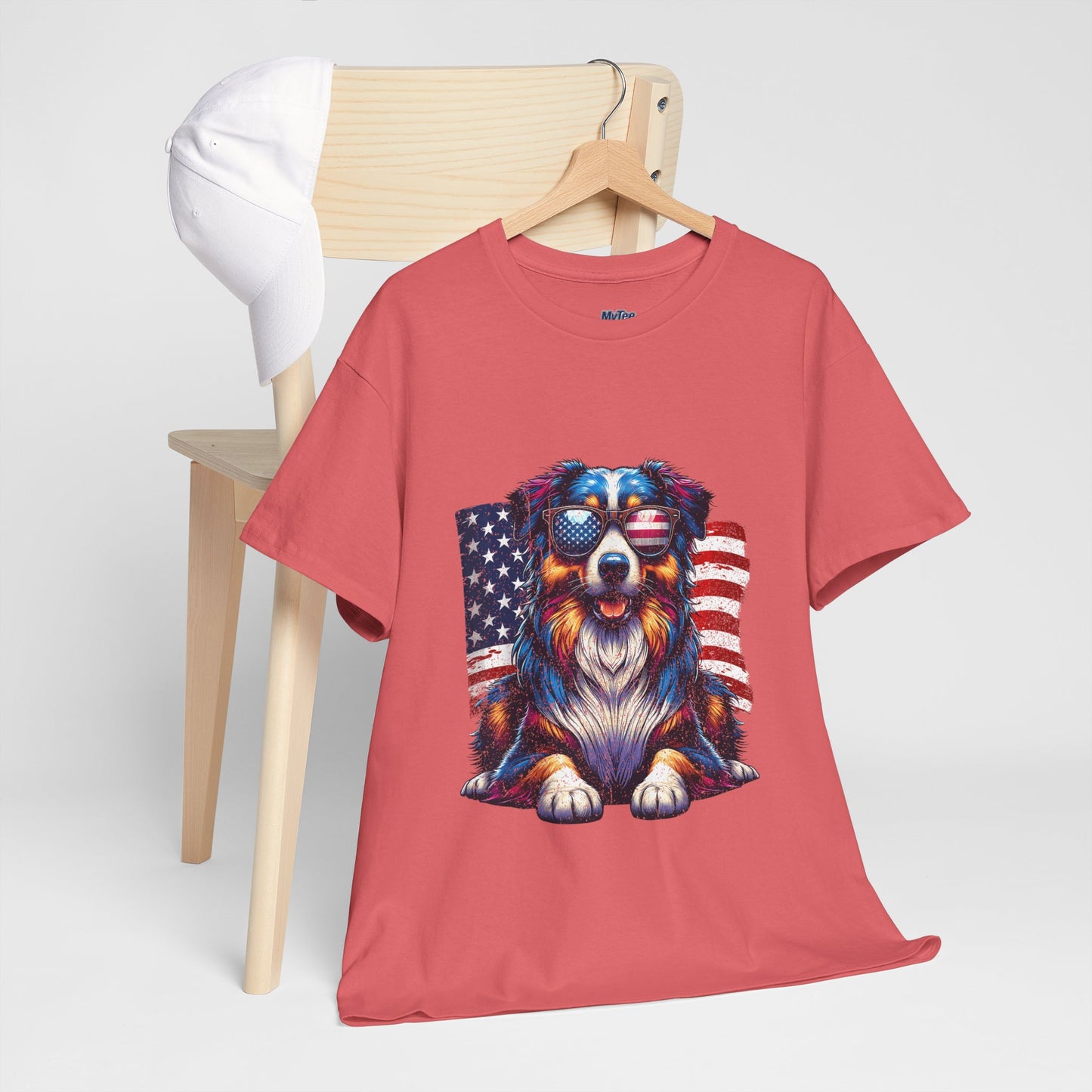 Patriotic Australian Shepherd With Sunglasses Unisex T-Shirt