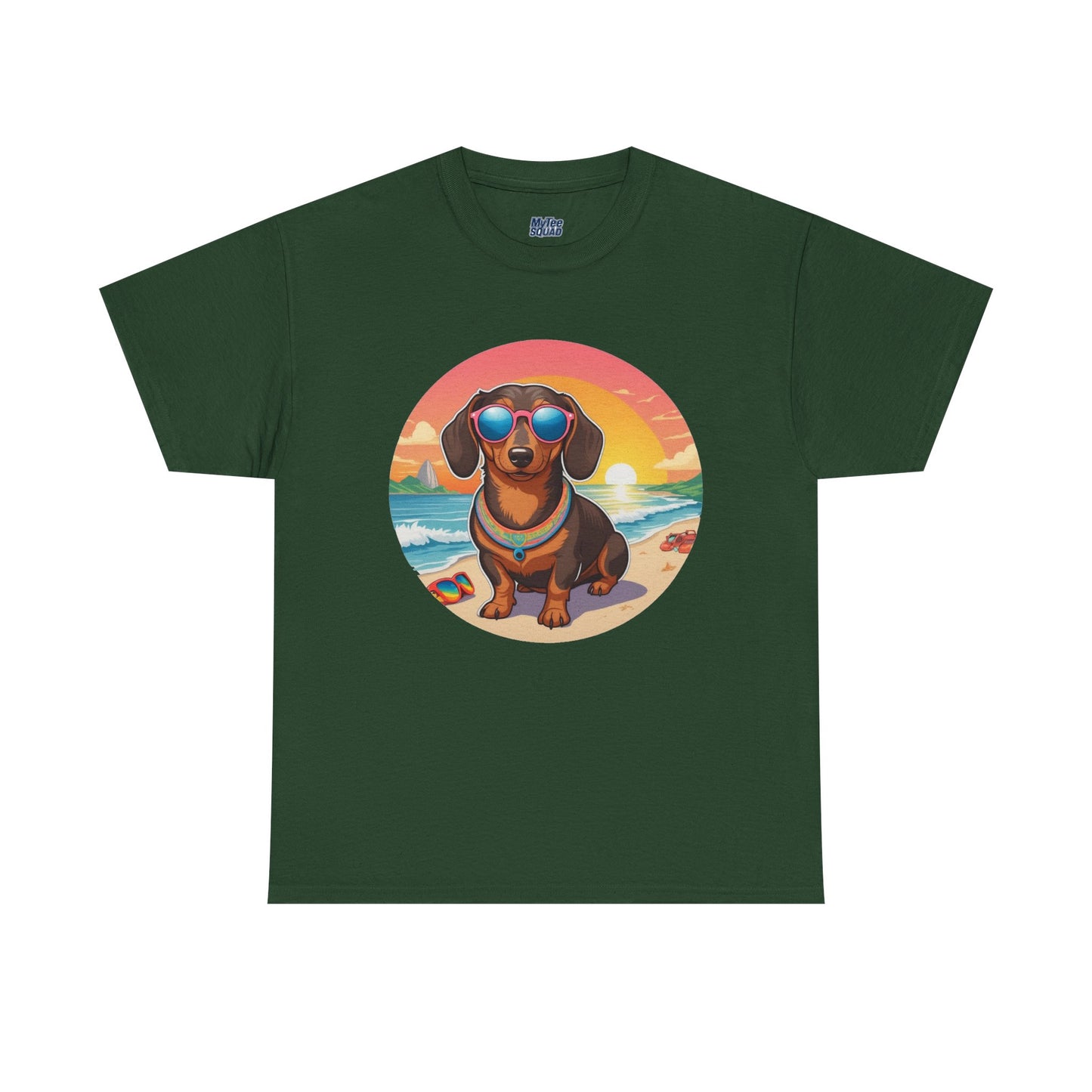 Dachshund Summer Style T-Shirt – Sunglasses & Sand Pup Design