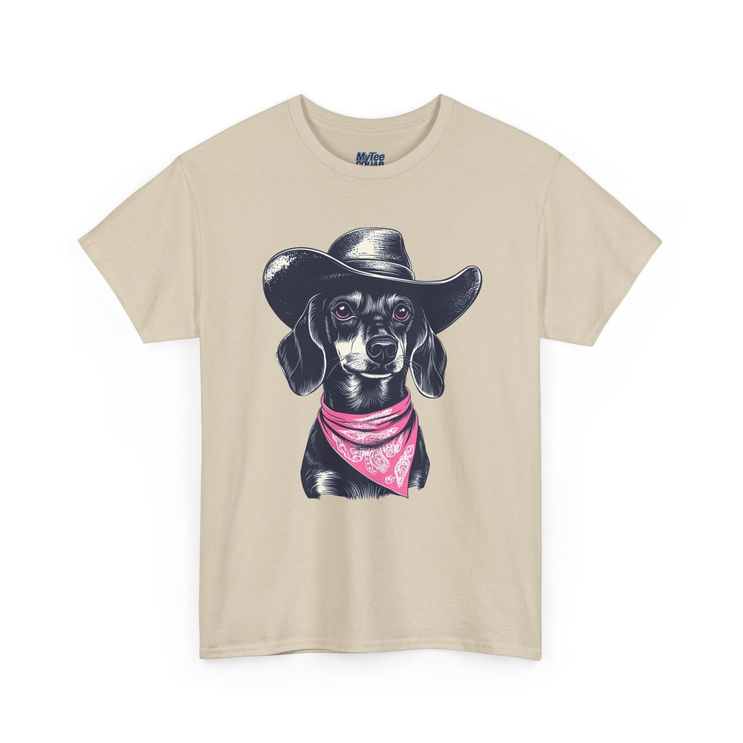 Dachshund Cowgirl Vibes T-Shirt – Pink Bandana Pup Shirt