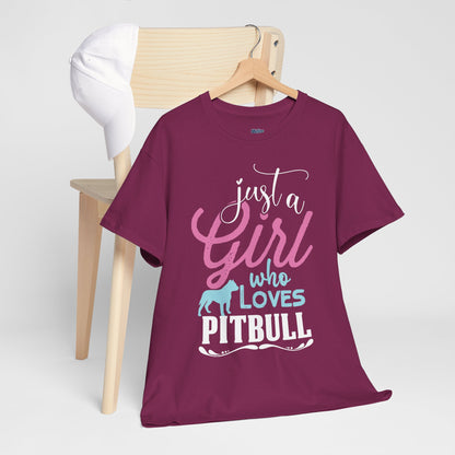 Just a Girl Who Loves Pitbulls T-Shirt – Cute Dog Lover Tee