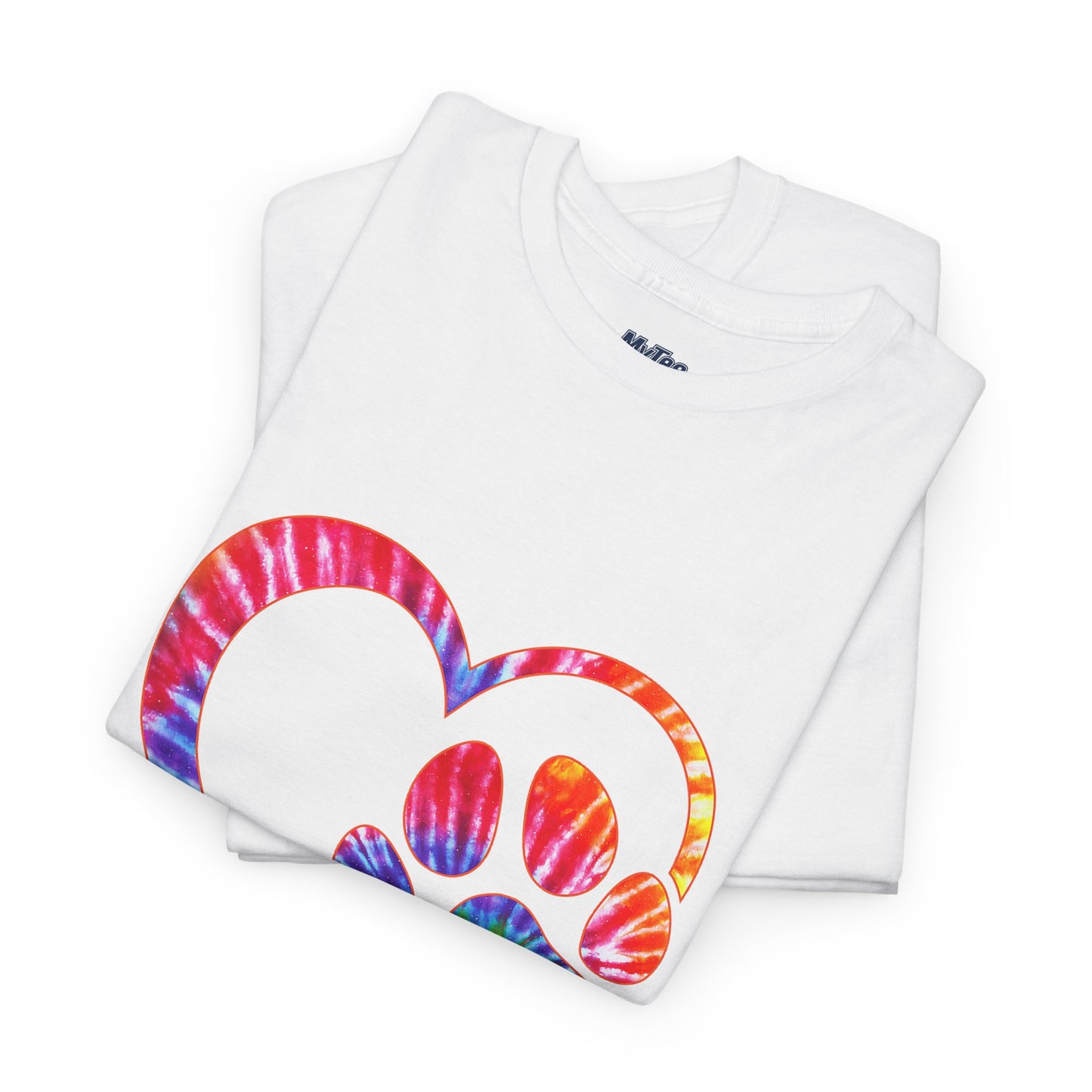 Paw Heart Rainbow Tie-Dye Dog Lover Cotton T-Shirt