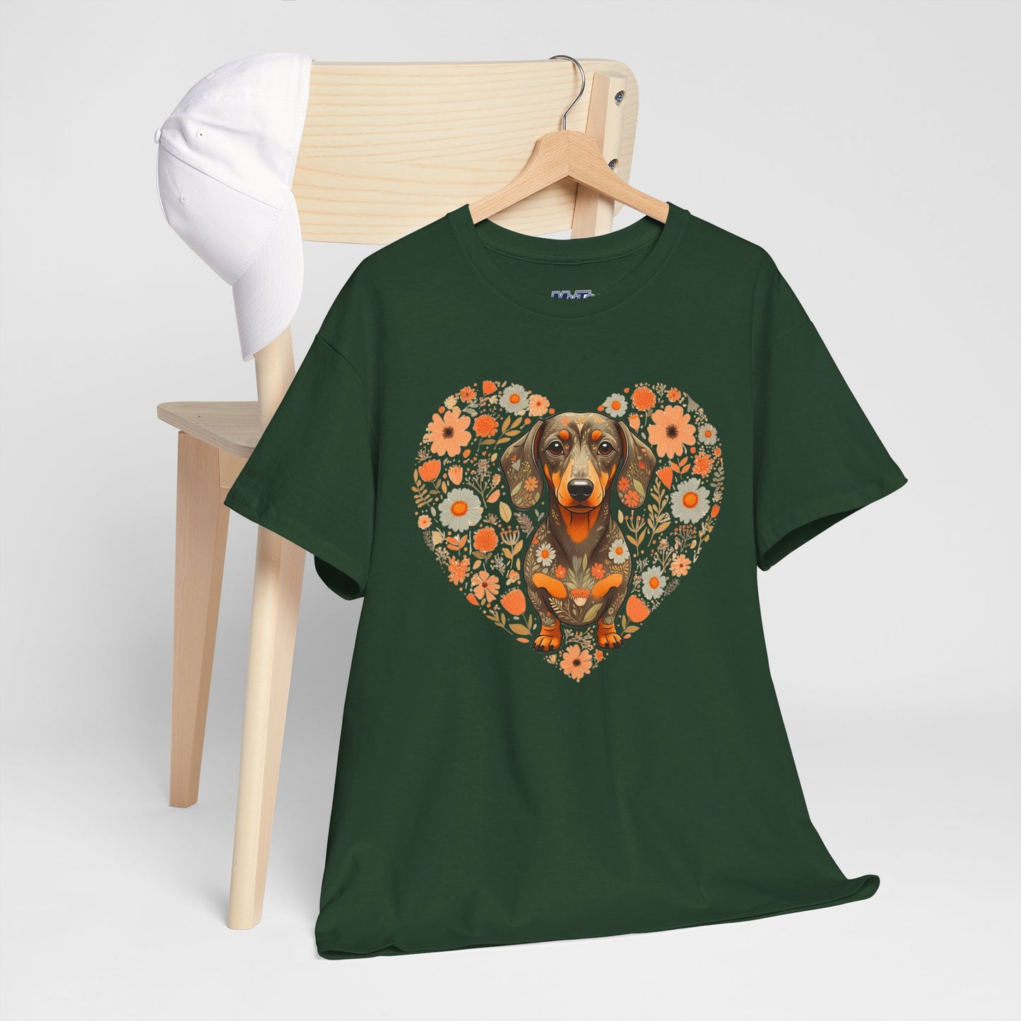 Dachshund Love Unisex T-Shirt – Adorable Floral Heart Dog Tee