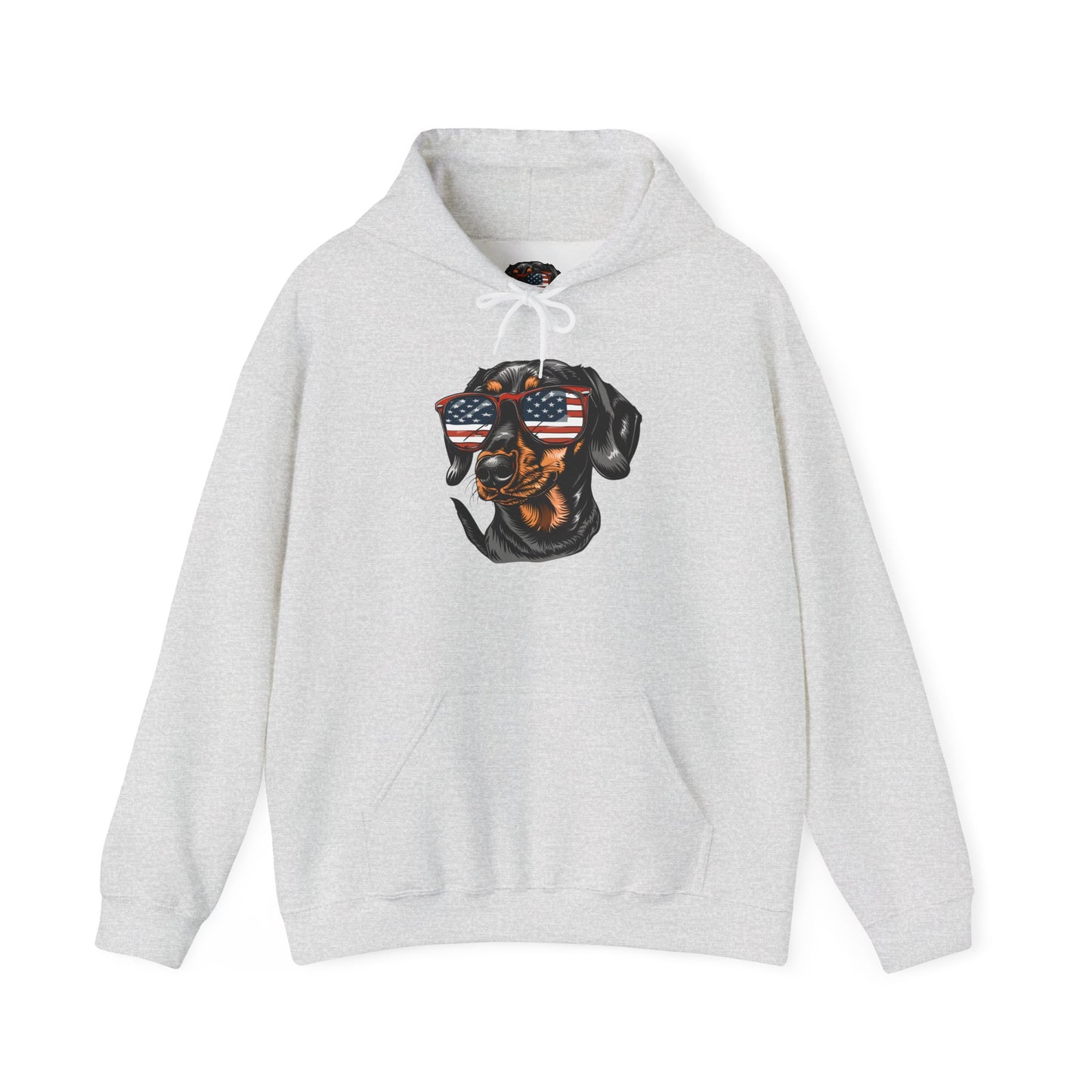 Patriotic Dachshund Dog Unisex Hoodie With Sunglasses