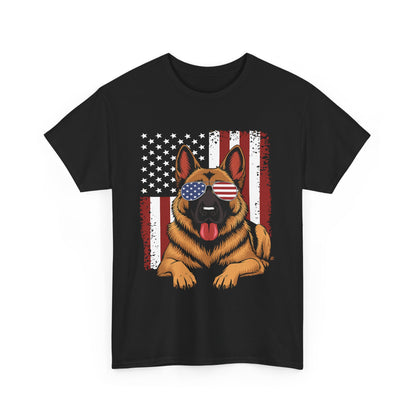 Patriotic German Shepherd Cotton T-Shirt | Tee