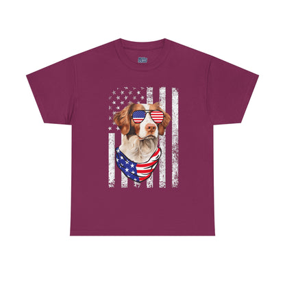 Patriotic Brittany Spaniel with Sunglasses Unisex T-Shirt