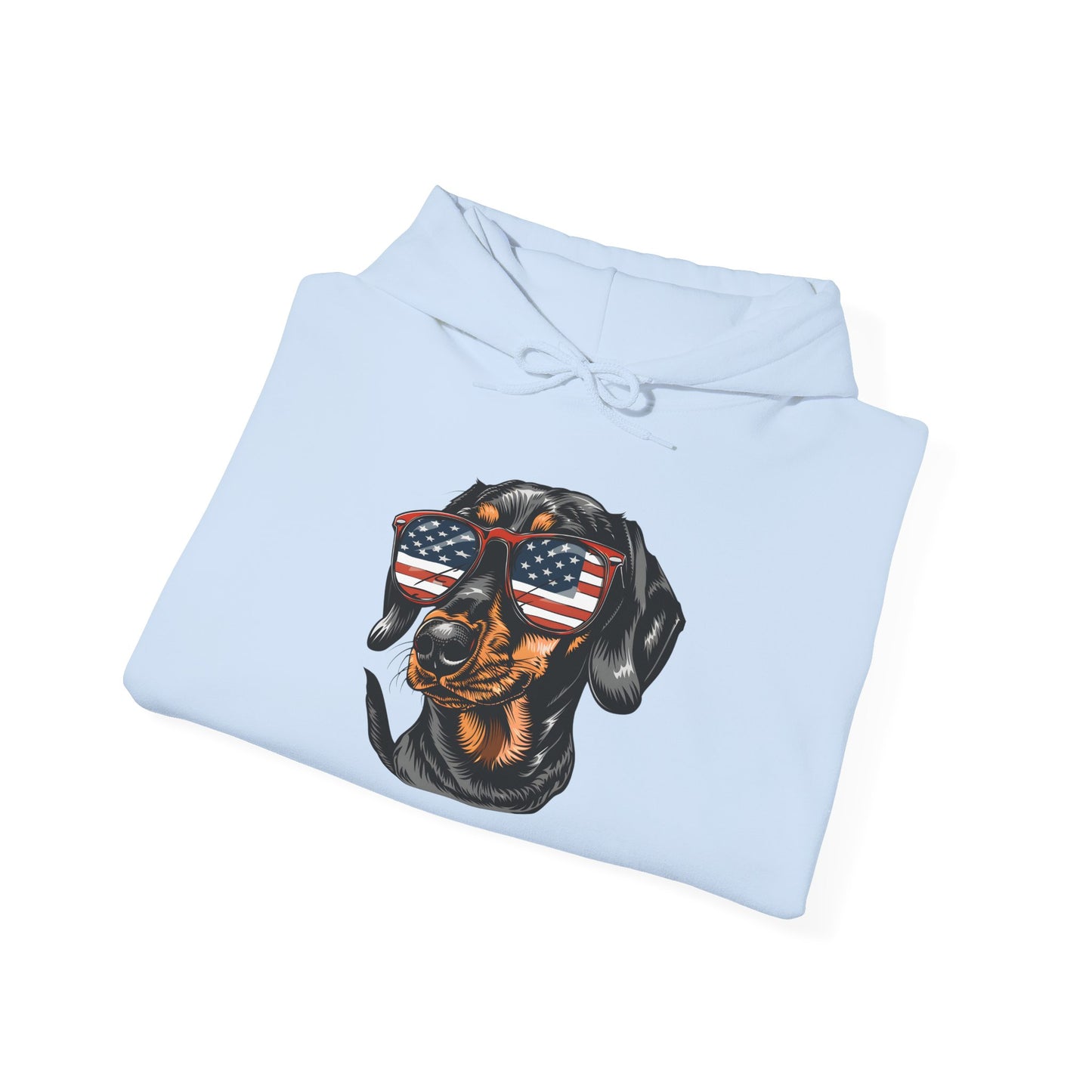 Patriotic Dachshund Dog Unisex Hoodie With Sunglasses