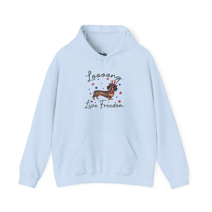 Patriotic Dachshund Loooong Live Freedom Unisex Hoodie