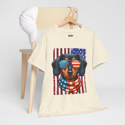 Patriotic Dachshund Dog Flag Shades Unisex T-Shirt