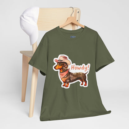 Dachshund Howdy Unisex T-Shirt – Southern Charm For Pup Fans