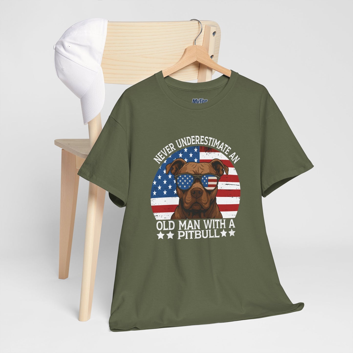 Never Underestimate An Old Man With A Pitbull T-Shirt | Gift For Dog Father
