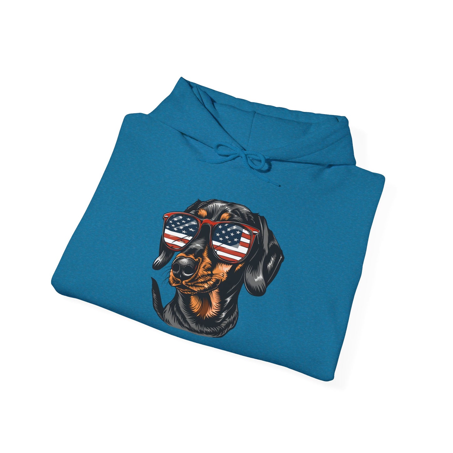 Patriotic Dachshund Dog Unisex Hoodie With Sunglasses