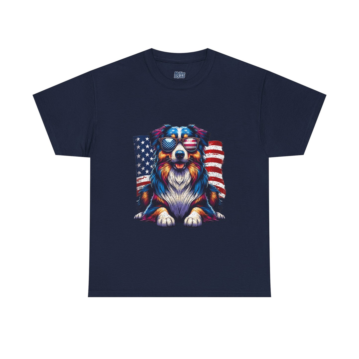 Patriotic Australian Shepherd With Sunglasses Unisex T-Shirt