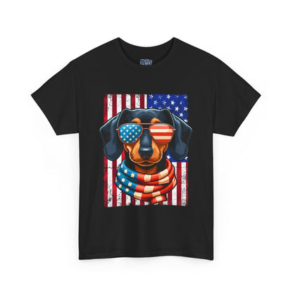 Patriotic Dachshund Dog Flag Shades Unisex T-Shirt