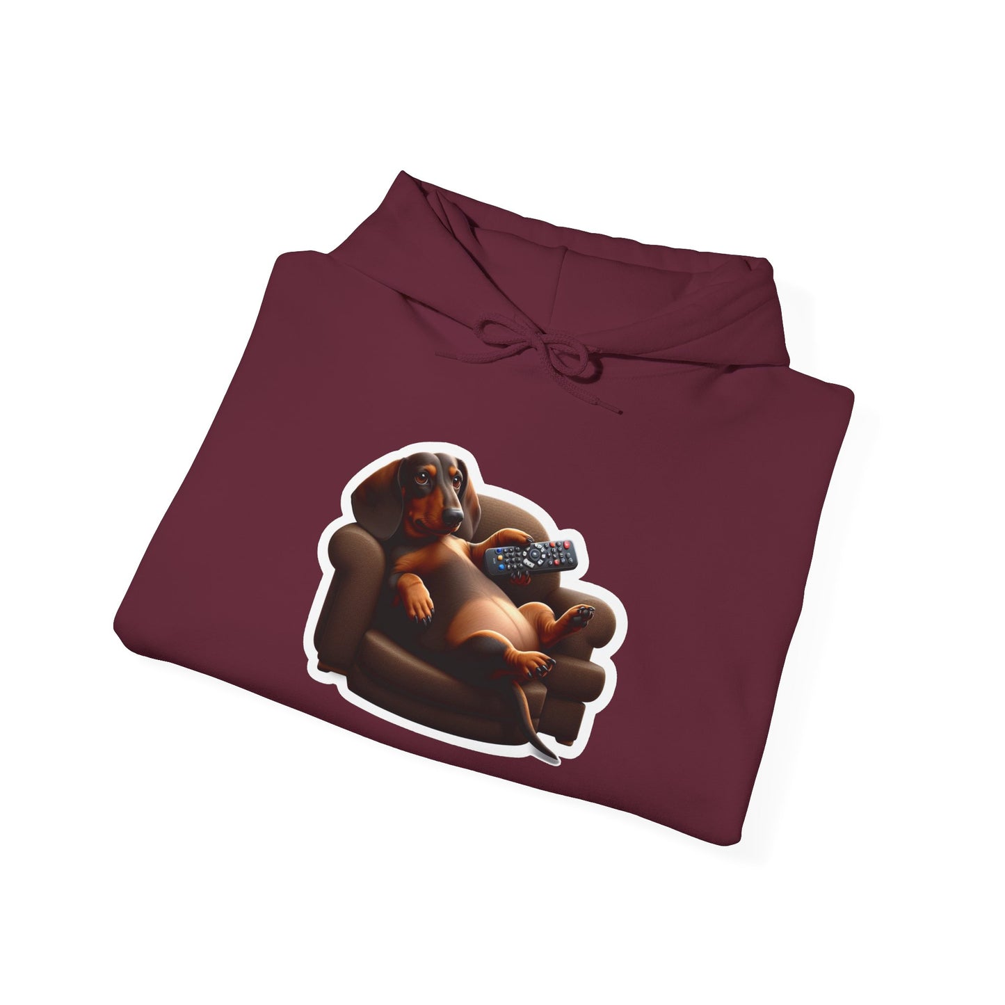 Dachshund TV Boss Unisex Hoodie– Funny Wiener Dog Relax Tee