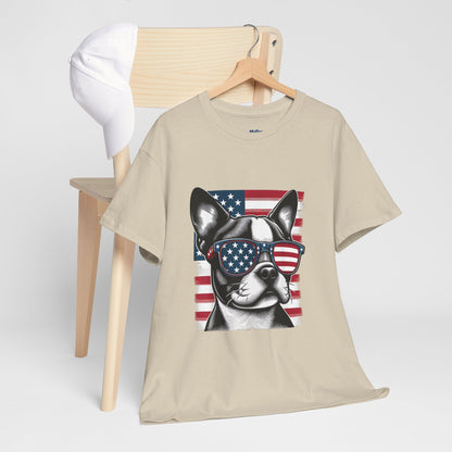 Patriotic Boston Terrier with Sunglasses Unisex T-Shirt