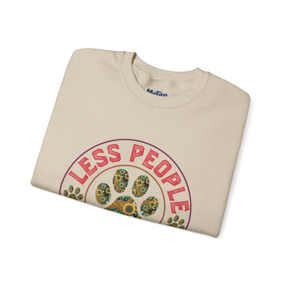 Less People More Dog Unisex Sweatshirt – Floral Paw Print Statement
