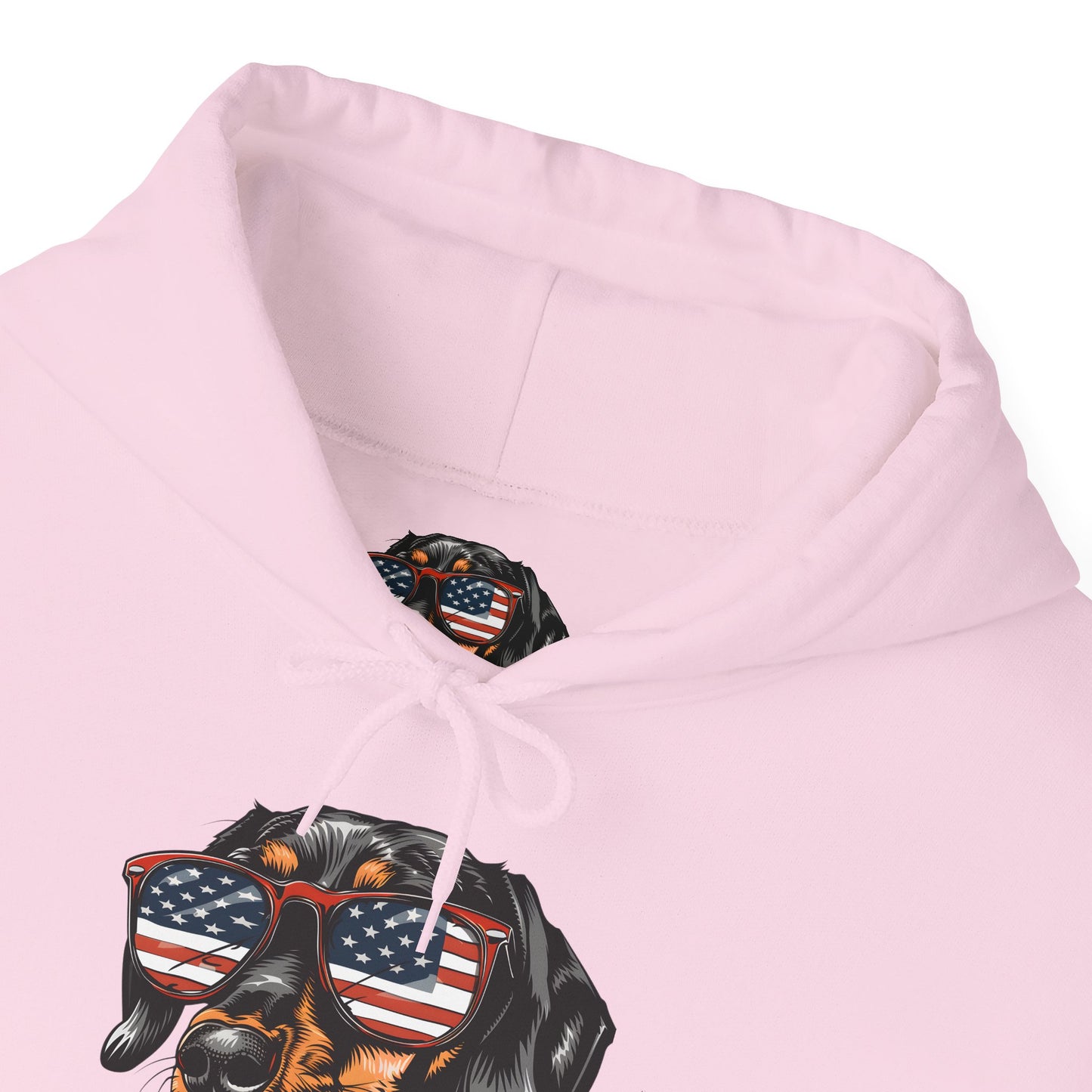 Patriotic Dachshund Dog Unisex Hoodie With Sunglasses