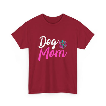 Dog Mom with a Colorful Paw Cotton T-Shirt