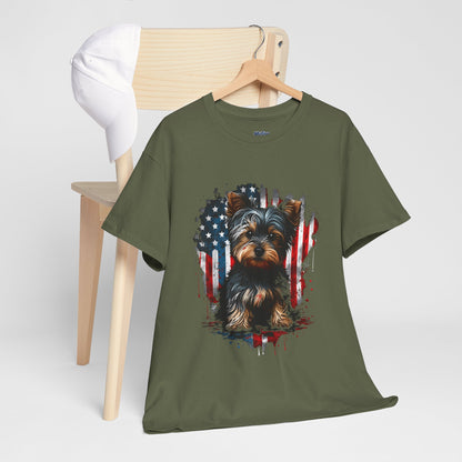 Patriotic American Yorkshire Terrier With sunglasses Unisex T-Shirt