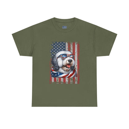 Patriotic Old English Sheepdog With Sunglasses Unisec T-Shirt