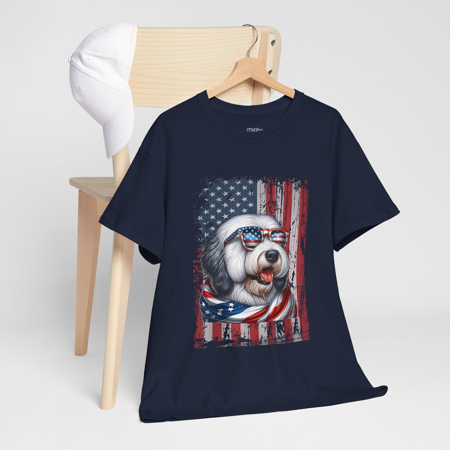 Patriotic Old English Sheepdog With Sunglasses Unisec T-Shirt