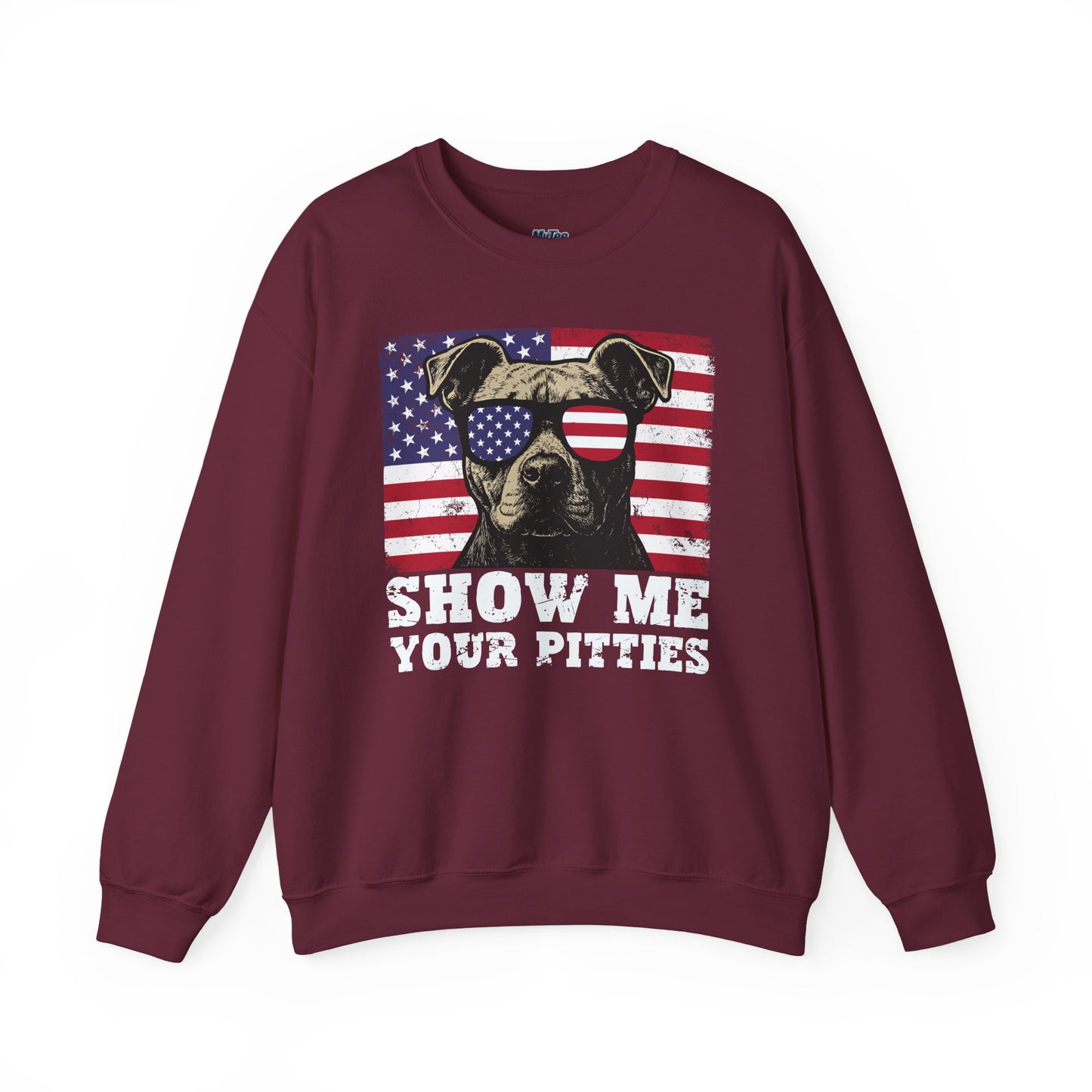 Show Me Your Pitties Patriotic Pitbull Sweatshirt – Funny USA Dog Lover Pullover