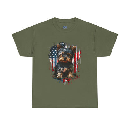 Patriotic American Yorkshire Terrier With sunglasses Unisex T-Shirt