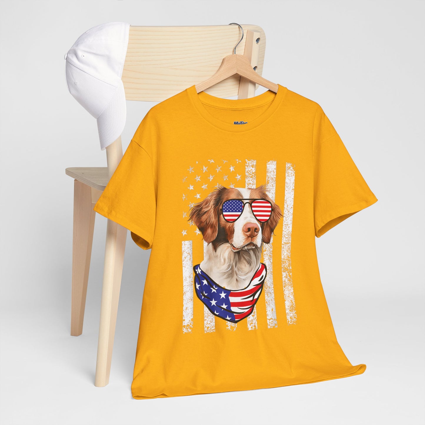 Patriotic Brittany Spaniel with Sunglasses Unisex T-Shirt