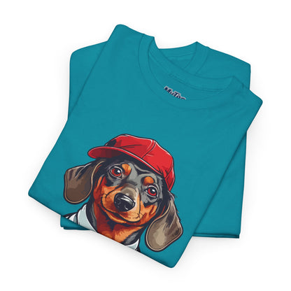 Dachshund Boss Unisex T-Shirt – Cool Pup in Cap & Tie