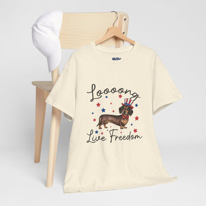 Patriotic Dachshund Loooong Live Freedom Unisex T-Shirt