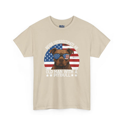 Never Underestimate An Old Man With A Pitbull T-Shirt | Gift For Dog Father