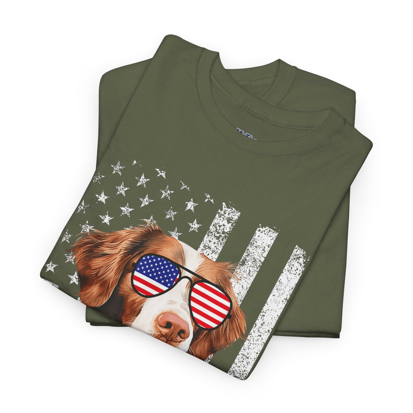 Patriotic Brittany Spaniel with Sunglasses Unisex T-Shirt