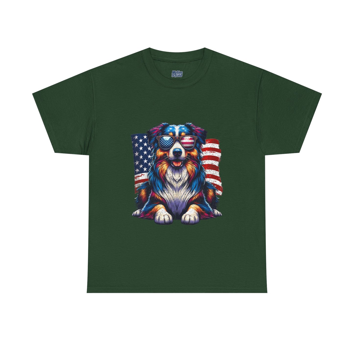 Patriotic Australian Shepherd With Sunglasses Unisex T-Shirt