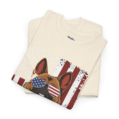 Patriotic German Shepherd Cotton T-Shirt | Tee