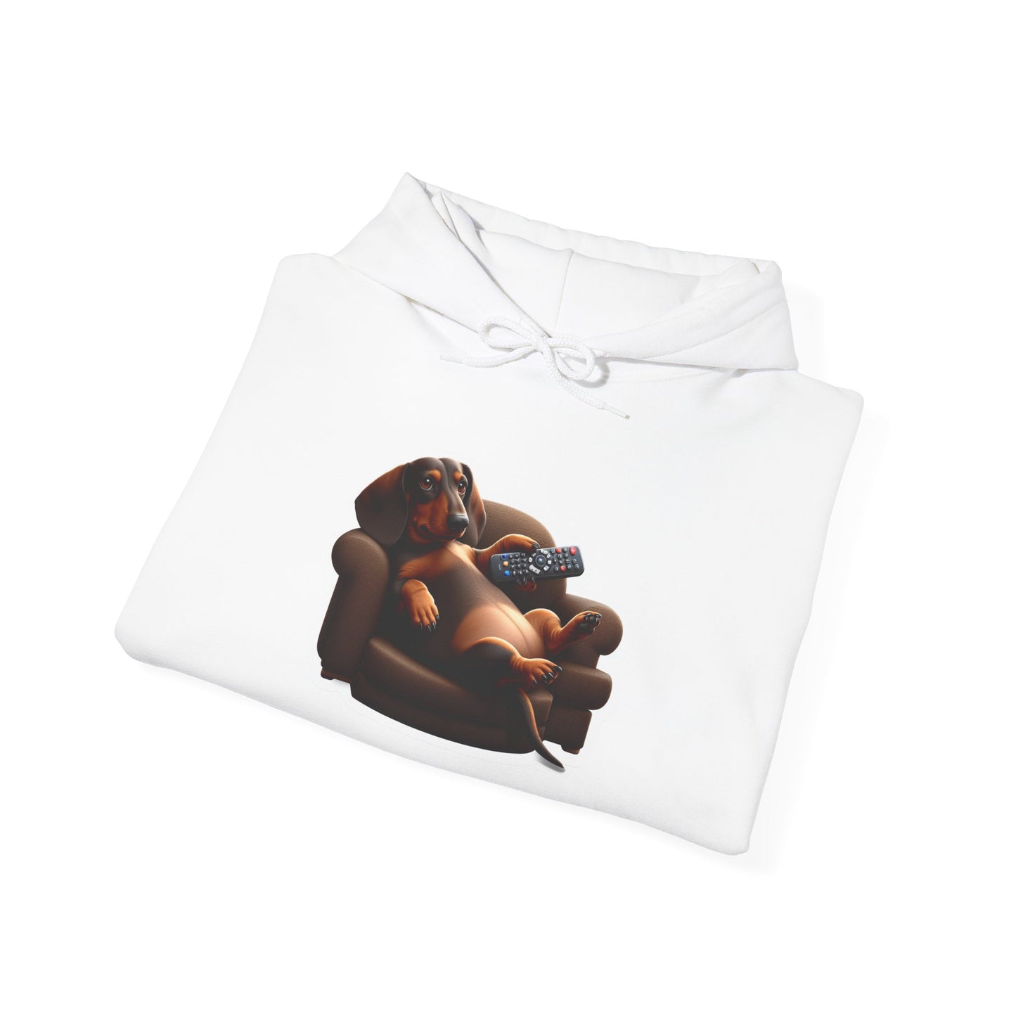 Dachshund TV Boss Unisex Hoodie– Funny Wiener Dog Relax Tee