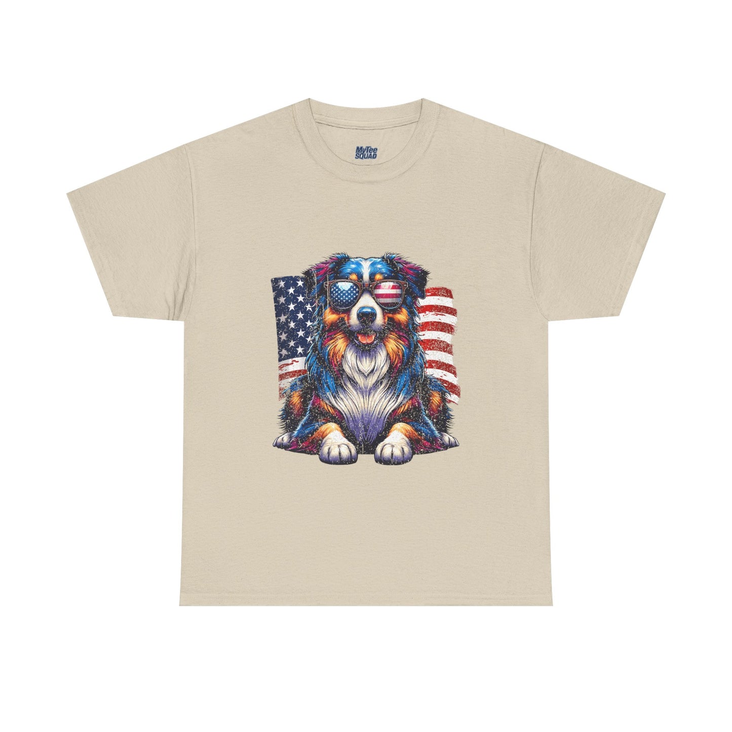 Patriotic Australian Shepherd With Sunglasses Unisex T-Shirt