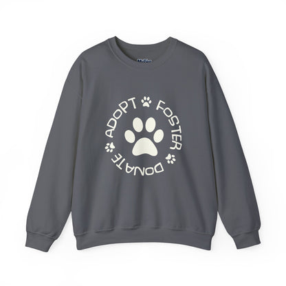 Adopt Foster Donate Unisex Sweatshirt | Paw Print Animal Shelter Pullover