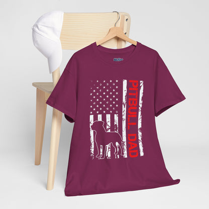 Patriotic Pitbull Dad Heavy Cotton T-Shirt | Father's Day Gift