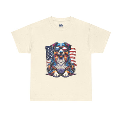 Patriotic Australian Shepherd With Sunglasses Unisex T-Shirt