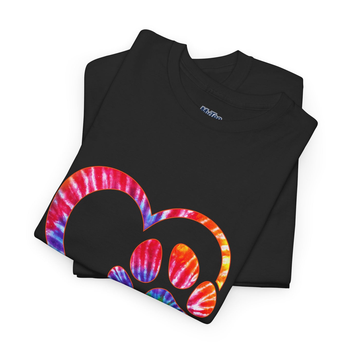 Paw Heart Rainbow Tie-Dye Dog Lover Cotton T-Shirt