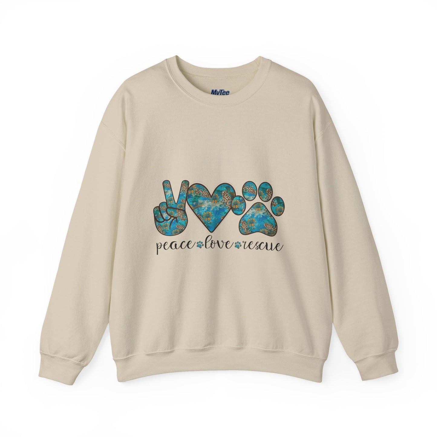 Peace Love Rescue Sweatshirt | Heavy Blend Crewneck for Animal Rescuers