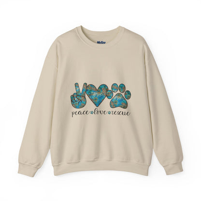 Peace Love Rescue Sweatshirt | Heavy Blend Crewneck for Animal Rescuers