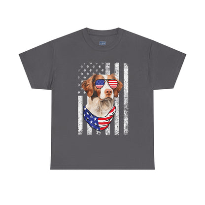 Patriotic Brittany Spaniel with Sunglasses Unisex T-Shirt