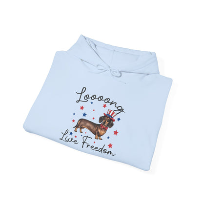 Patriotic Dachshund Loooong Live Freedom Unisex Hoodie
