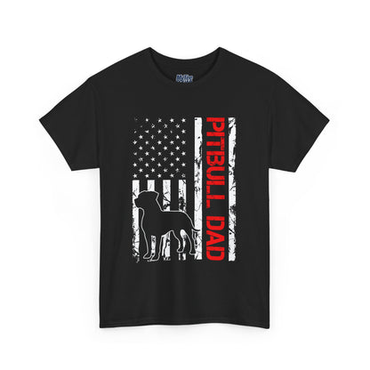 Patriotic Pitbull Dad Heavy Cotton T-Shirt | Father's Day Gift