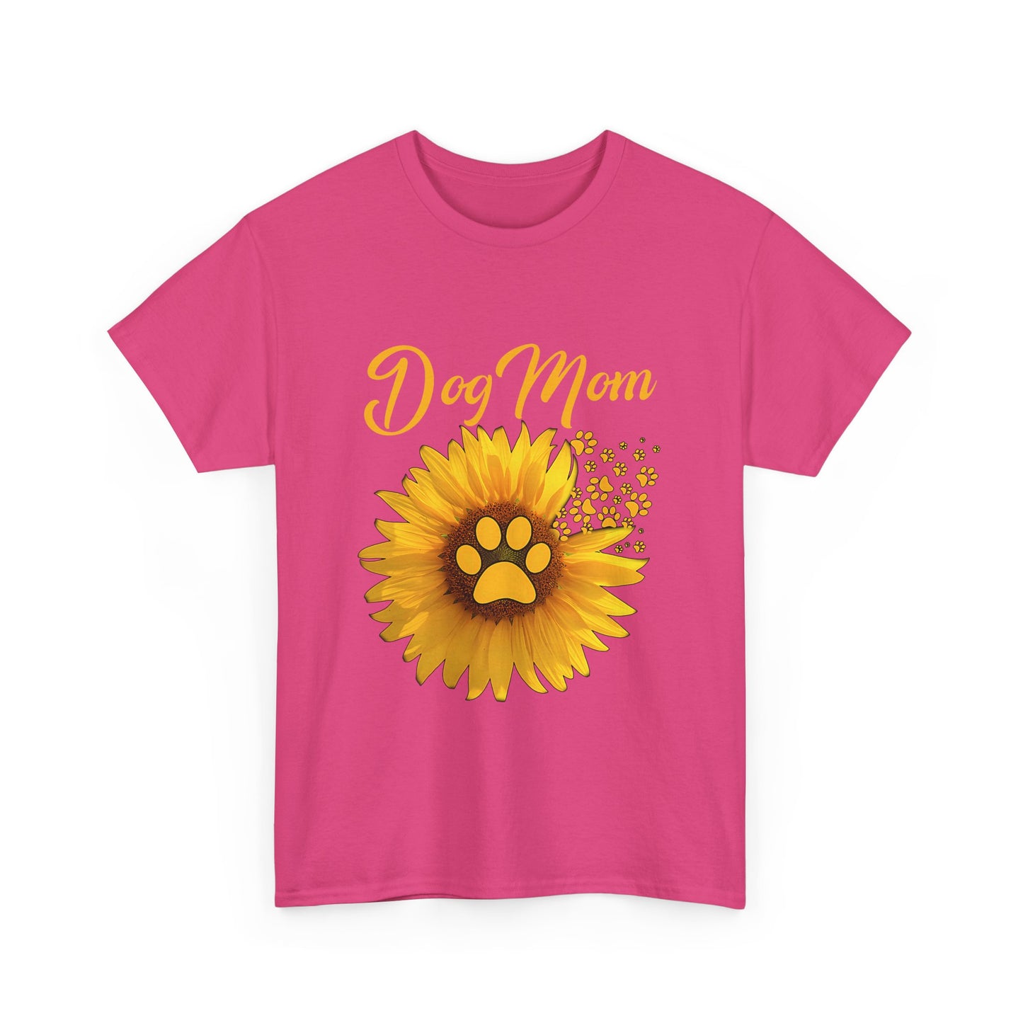 Dog Mom Sunflower Paw Cotton T-Shirt